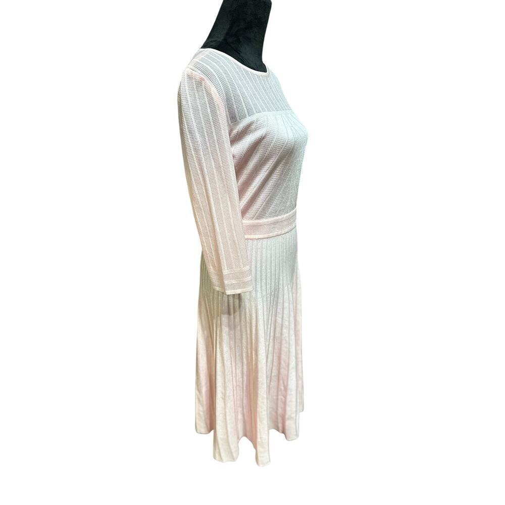 Misook Pleated Knit Midi Fit Flare Pink XS Rich Elegant Brunch Events Feminine - Picture 2 of 11